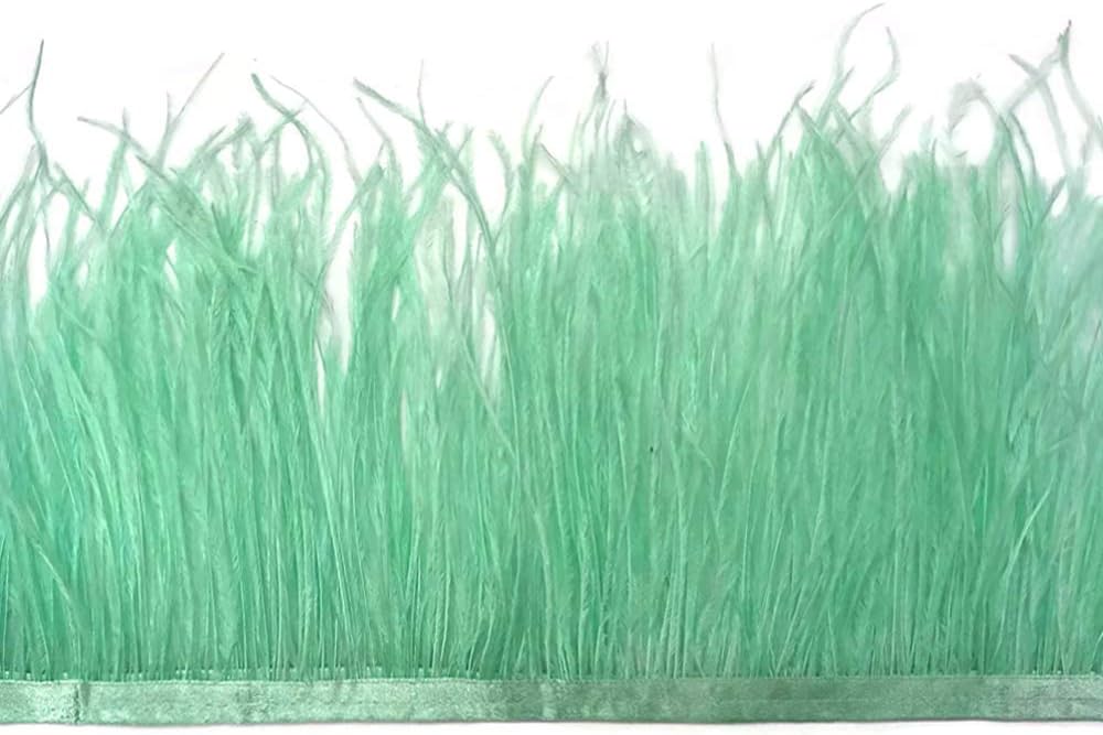 10 Yards - Mint Green Ostrich Fringe Trim Wholesale Feather (Bulk)