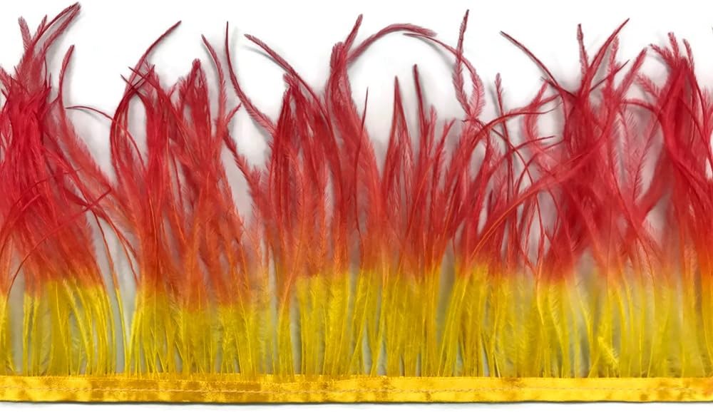 10 Yards - Fiery Red Ombre Ostrich Fringe Trim Wholesale Feather (Bulk)