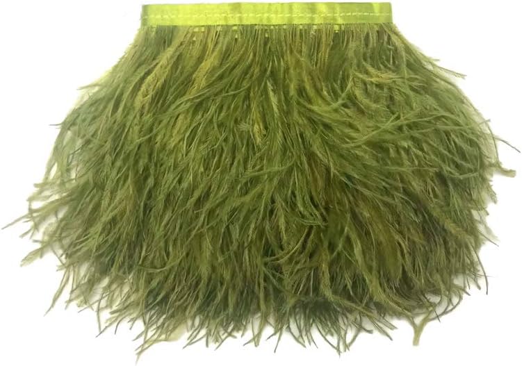 10 Yards - Olive Green Ostrich Fringe Trim Wholesale Feather (Bulk)