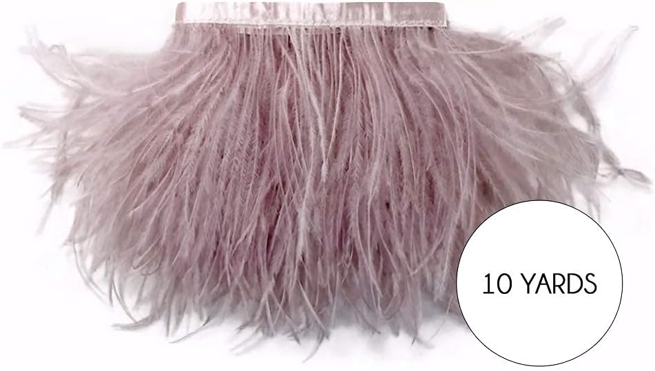 10 Yards - Taupe Ostrich Fringe Trim Wholesale Feather (Bulk)
