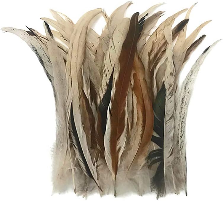 Wholesale Pack - 10-14" Natural Beige Mix Coque Tail Strung Rooster Feathers 2 Oz. (Bulk)