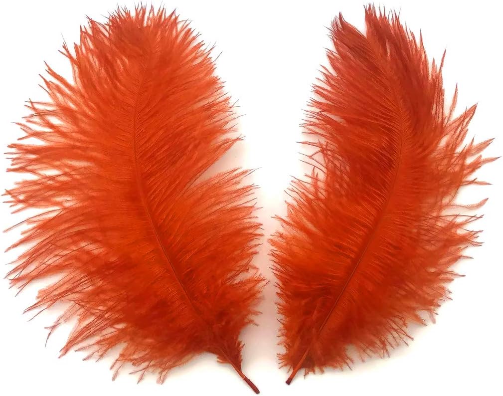 10 Pieces - 14-17" Burnt Orange Ostrich Dyed Drab Body Feathers