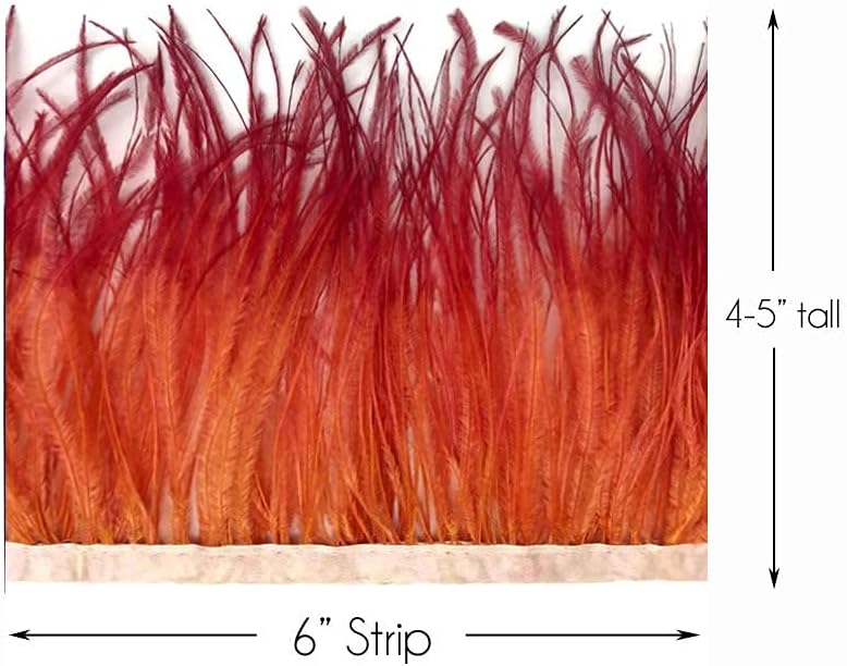 10 Yard - Sunset Orange Ombre Ostrich Fringe Trim Wholesale Feather (Bulk)