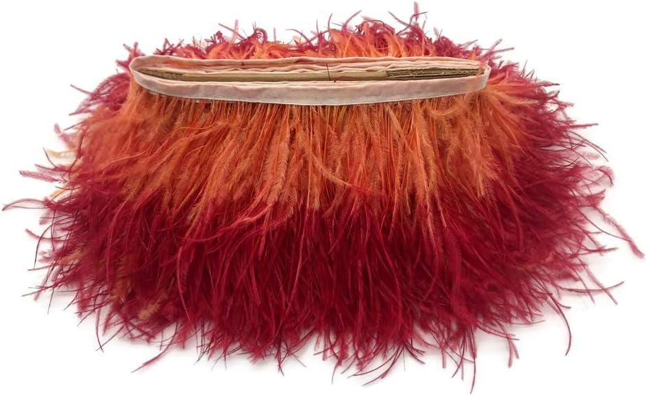 10 Yard - Sunset Orange Ombre Ostrich Fringe Trim Wholesale Feather (Bulk)