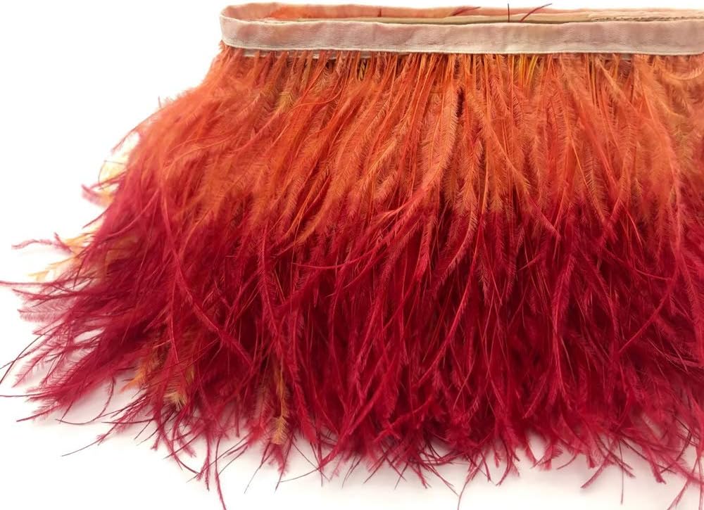 10 Yard - Sunset Orange Ombre Ostrich Fringe Trim Wholesale Feather (Bulk)