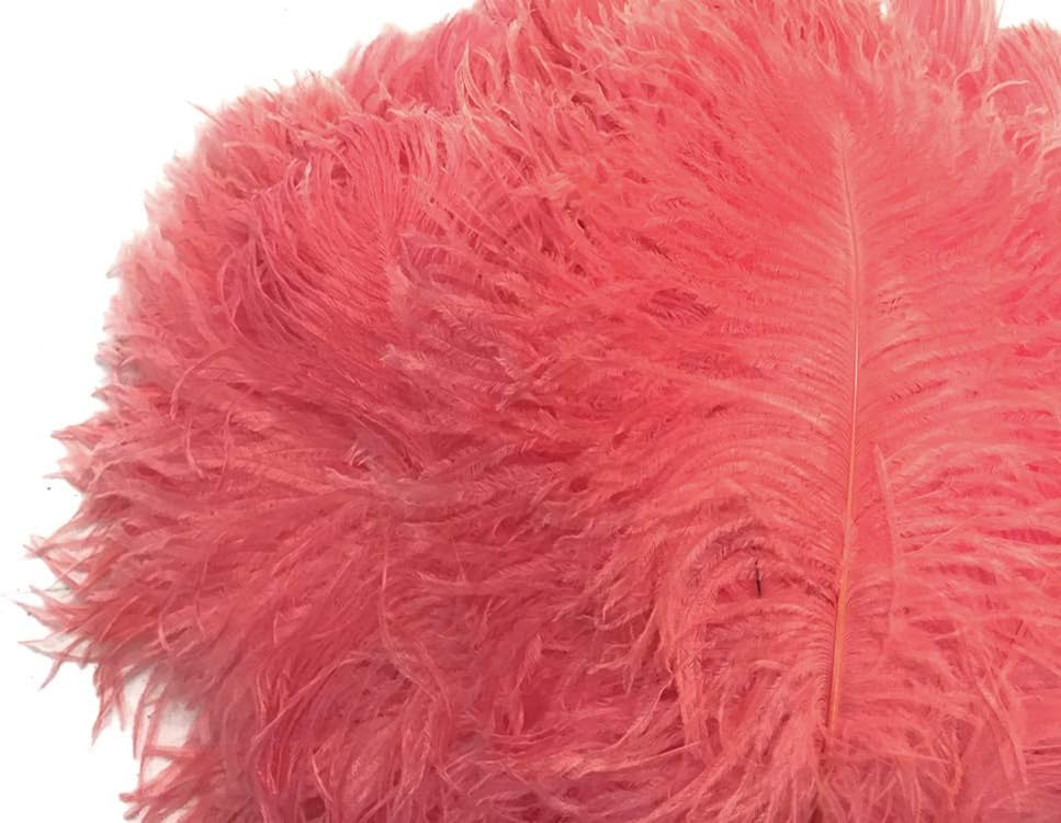 10 Pieces -  12-16" Rose Pink Dyed Ostrich Tail Fancy Feathers
