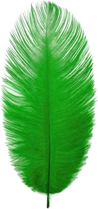10 Pieces - 14-17" Light Green Ostrich Dyed Drab Body Feathers
