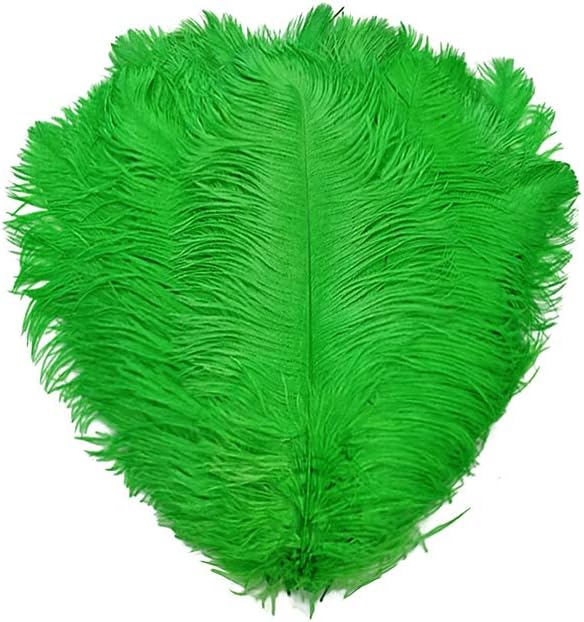 10 Pieces - 14-17" Light Green Ostrich Dyed Drab Body Feathers