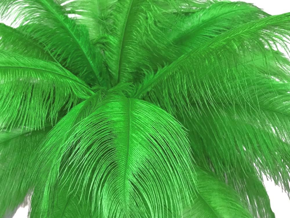 10 Pieces - 14-17" Light Green Ostrich Dyed Drab Body Feathers