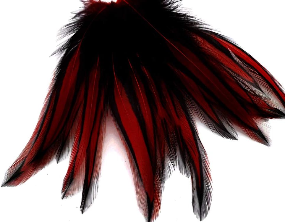 10 Pieces - Claret Dyed BLW Laced Short Rooster Cape Whiting Farms Feathers