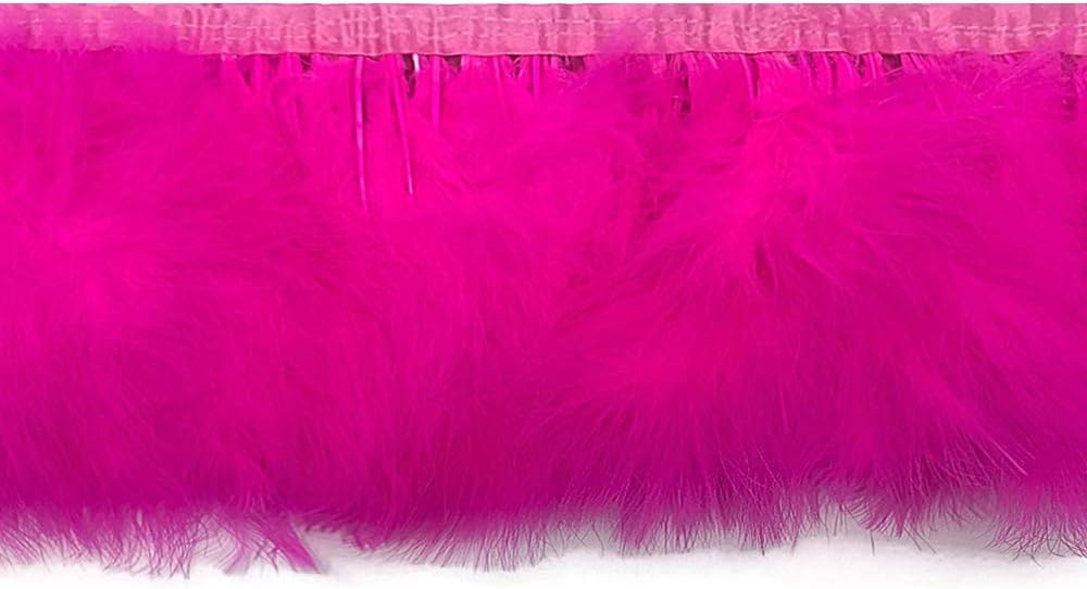 1 Yard - Hot Pink Marabou Turkey Fluff Feather Fringe Trim
