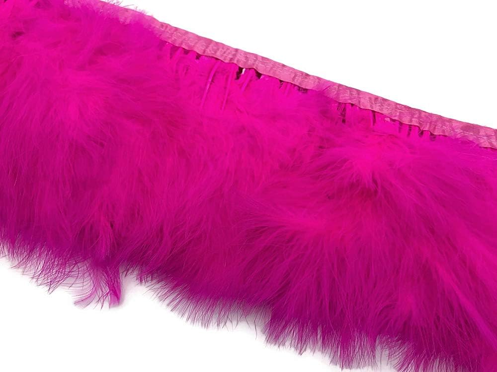 1 Yard - Hot Pink Marabou Turkey Fluff Feather Fringe Trim