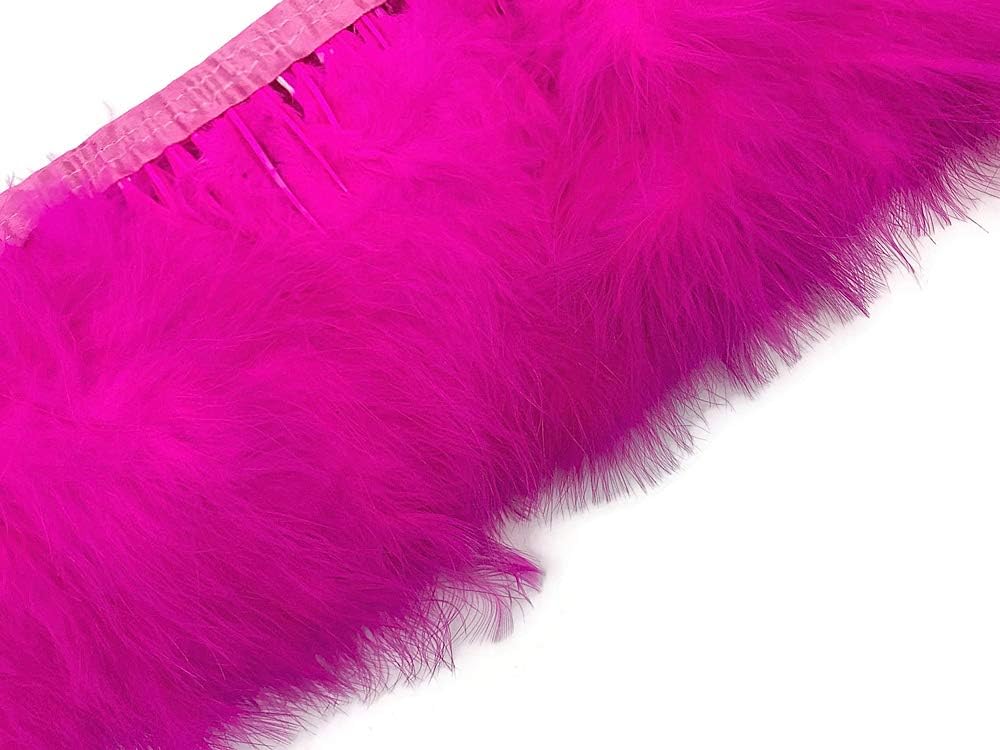 1 Yard - Hot Pink Marabou Turkey Fluff Feather Fringe Trim
