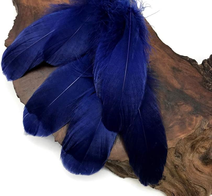 1/4 lbs. - Navy Blue Goose Nagoire Wholesale Feathers (Bulk)