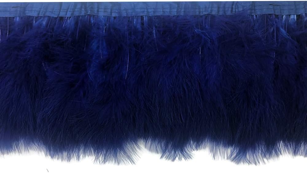 1 Yard - Navy Blue Marabou Turkey Fluff Feather Fringe Trim