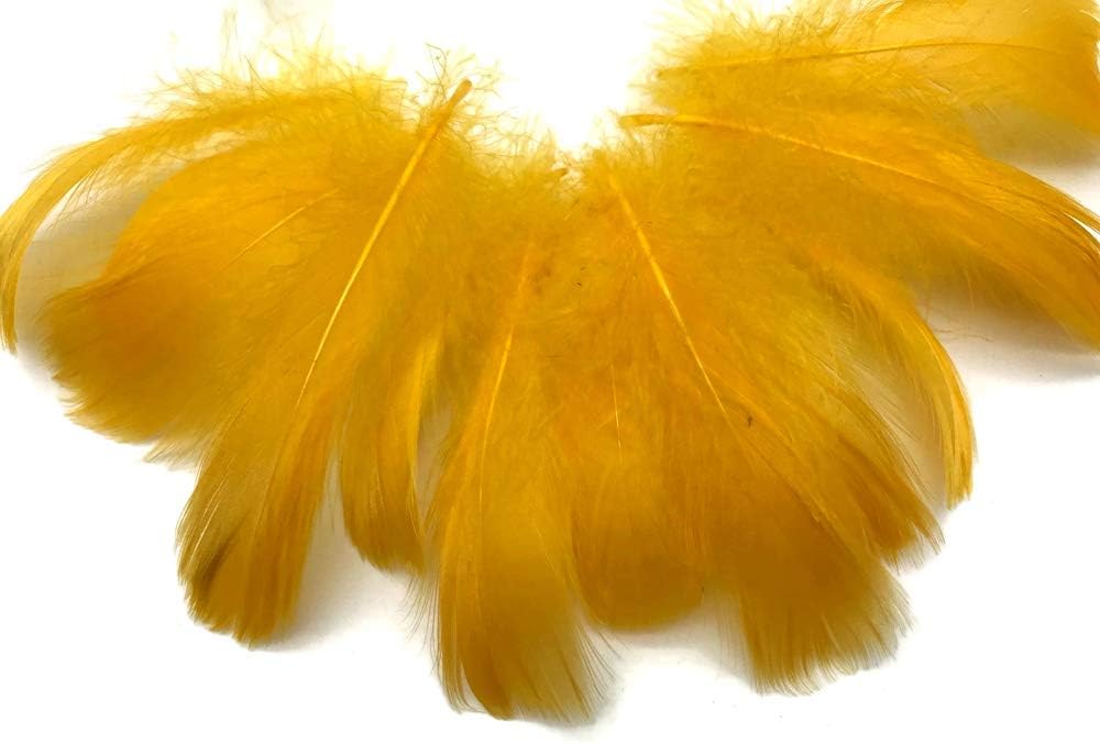 1 Pack - 2-3" Golden Yellow Goose Coquille Loose Feathers - 0.35 Oz.