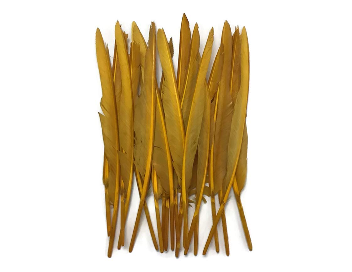 1/4 Lb. - Antique Gold Goose Pointers Long Primaries Wing Wholesale Feathers (Bulk)