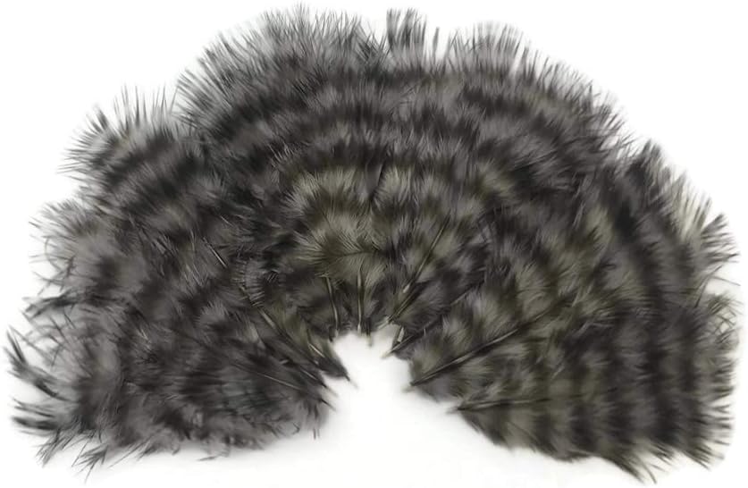 1 Dozen - Grey Dun Grizzly Mini Rooster Chickabou Fluff Whiting Hair Feathers