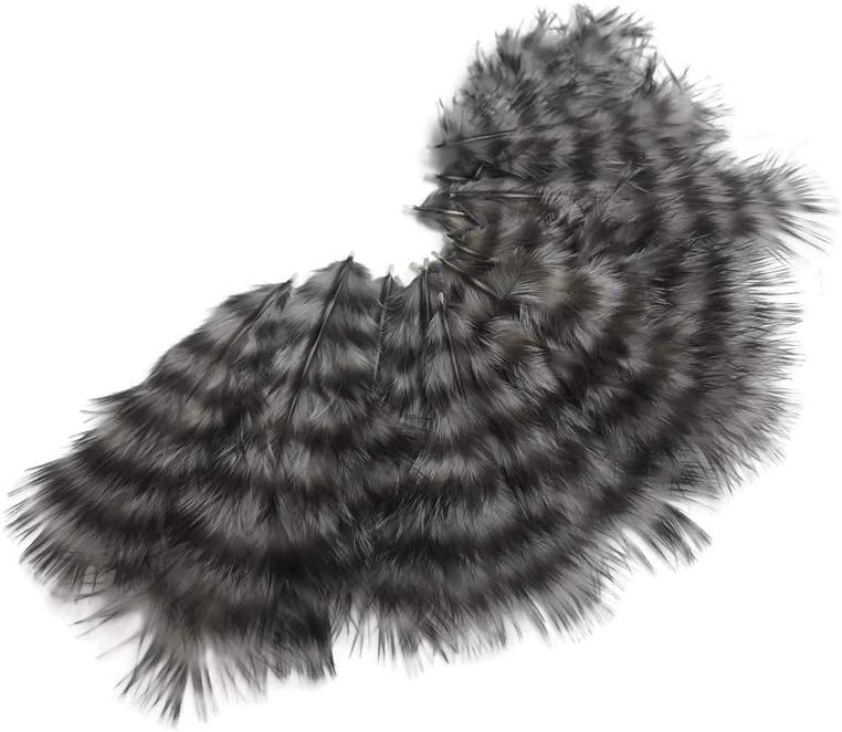1 Dozen - Grey Dun Grizzly Mini Rooster Chickabou Fluff Whiting Hair Feathers