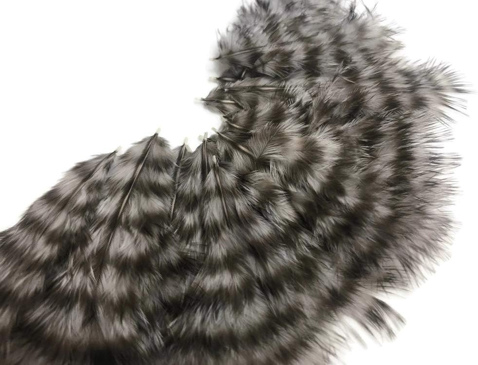 1 Dozen - Grey Dun Grizzly Mini Rooster Chickabou Fluff Whiting Hair Feathers