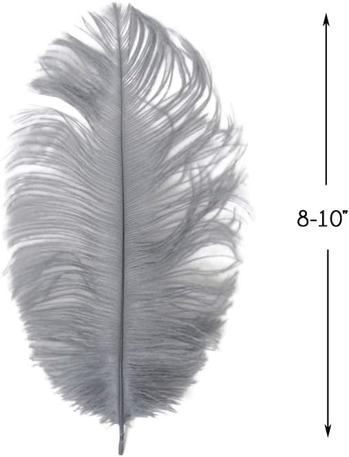 100 Pieces - 8-10" Silver Gray Ostrich Dyed Drab Body Wholesale Feathers (Bulk)