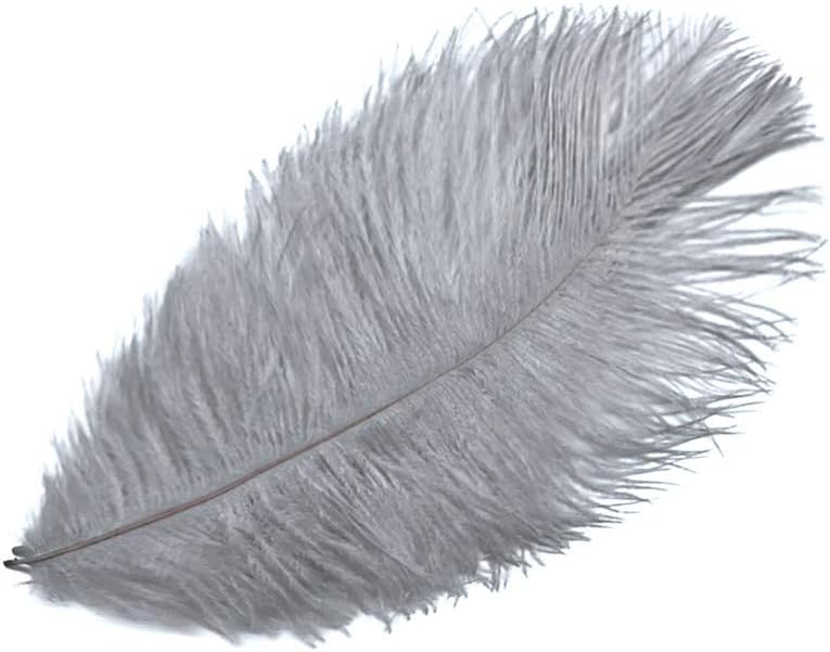 100 Pieces - 8-10" Silver Gray Ostrich Dyed Drab Body Wholesale Feathers (Bulk)