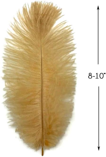 10 Pieces - 8-10" Antique Gold Ostrich Dyed Drabs Body Feathers