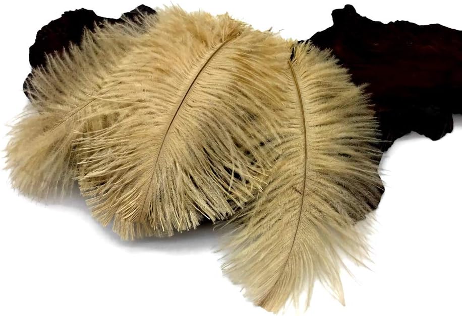 1/2 lb. - 14-17" Antique Gold Ostrich Large Body Drab Wholesale Feathers (Bulk)