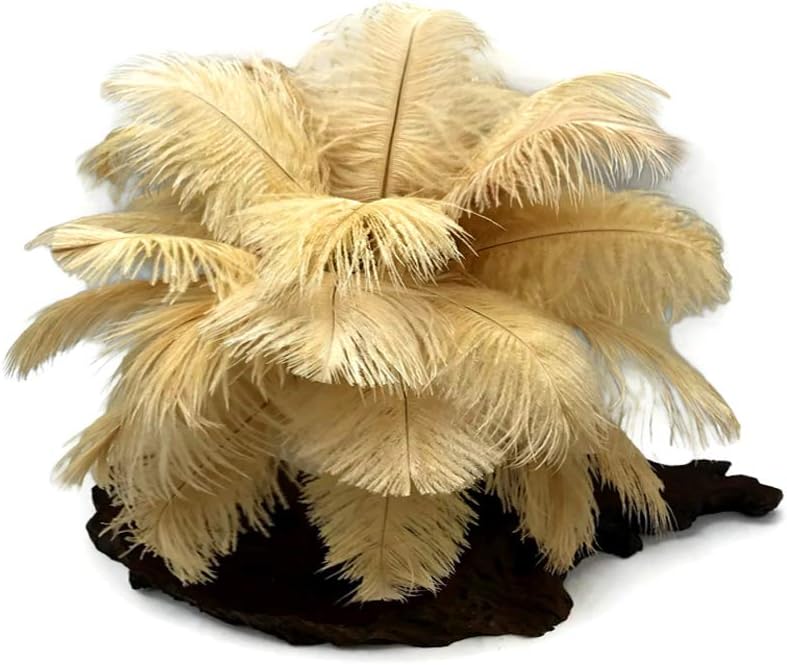 10 Pieces - 8-10" Antique Gold Ostrich Dyed Drabs Body Feathers