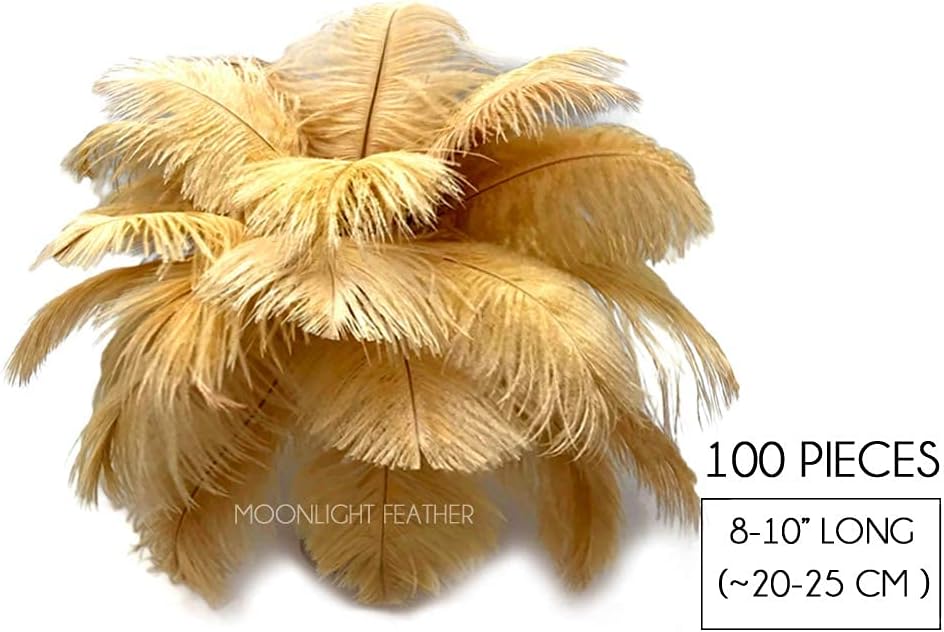 1/2 lb. - 14-17" Antique Gold Ostrich Large Body Drab Wholesale Feathers (Bulk)