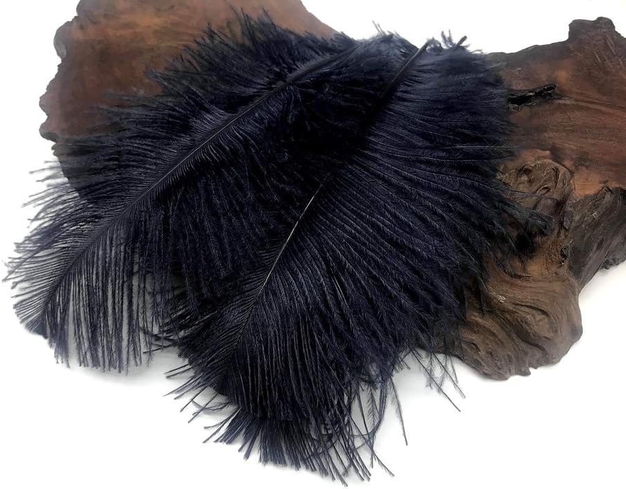 10 Pieces - 14-17" Navy Blue Ostrich Dyed Drab Large Body Feathers