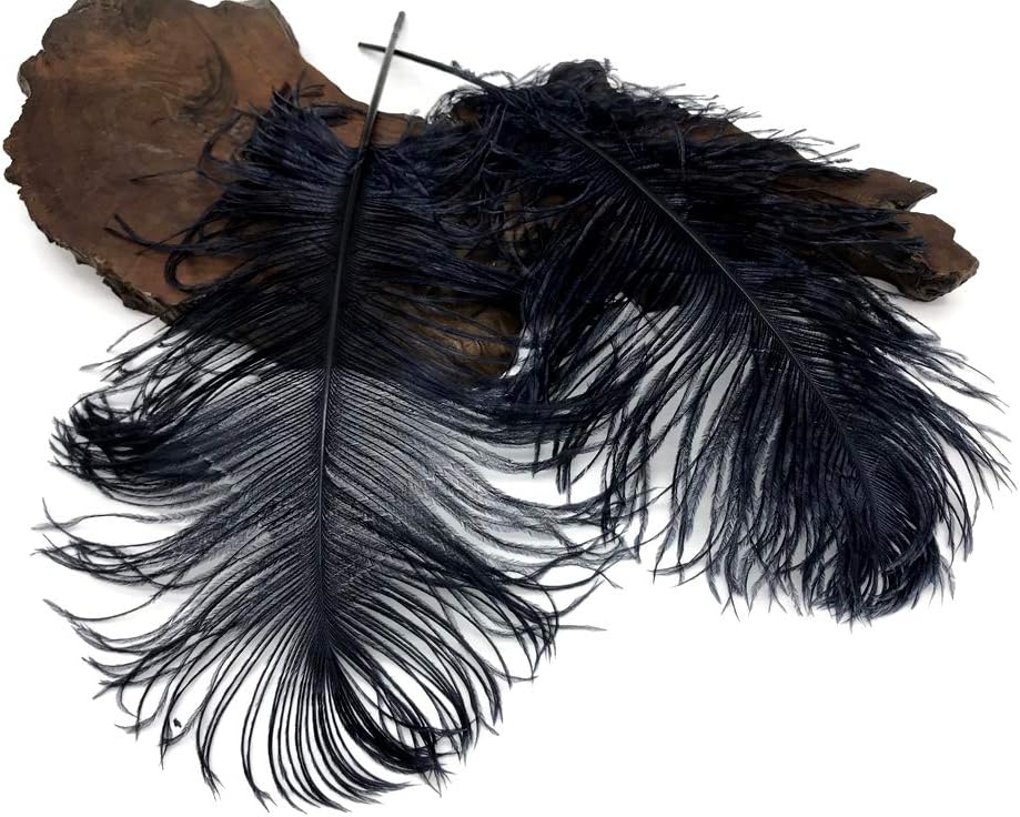 10 Pieces -  12-16" Navy Blue Dyed Ostrich Tail Fancy Feathers