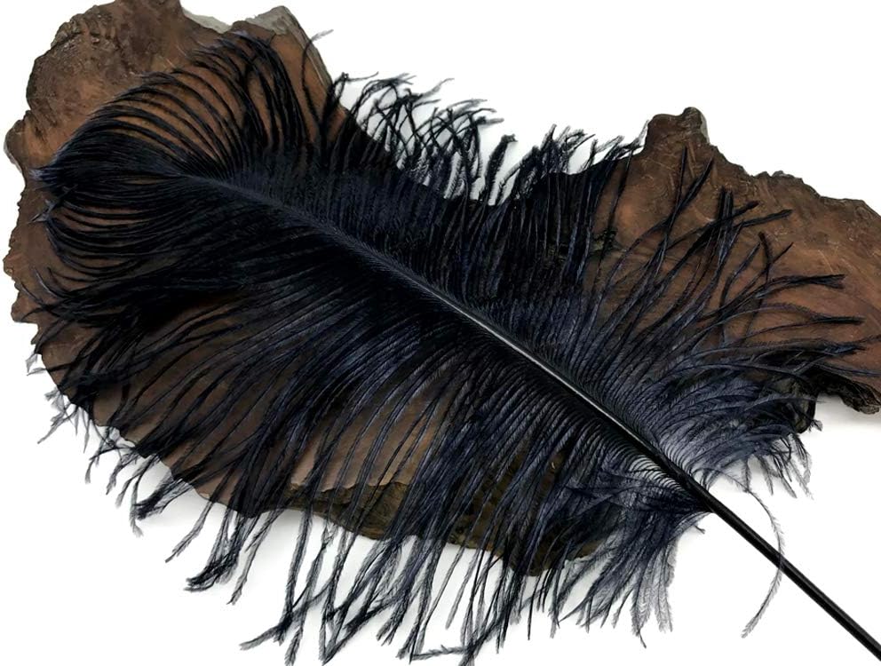 10 Pieces -  12-16" Navy Blue Dyed Ostrich Tail Fancy Feathers
