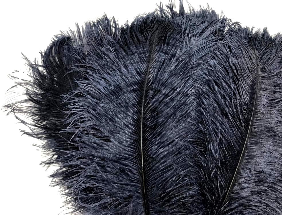 10 Pieces -  12-16" Navy Blue Dyed Ostrich Tail Fancy Feathers
