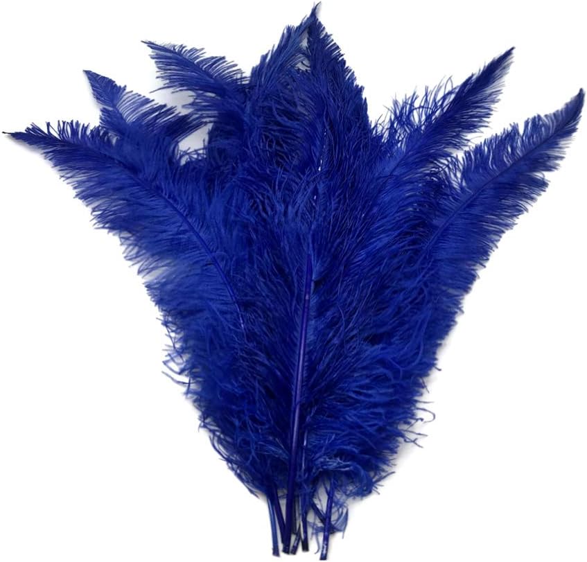 10 Pieces - 20-28" Royal Blue Ostrich Spads Large Feathers