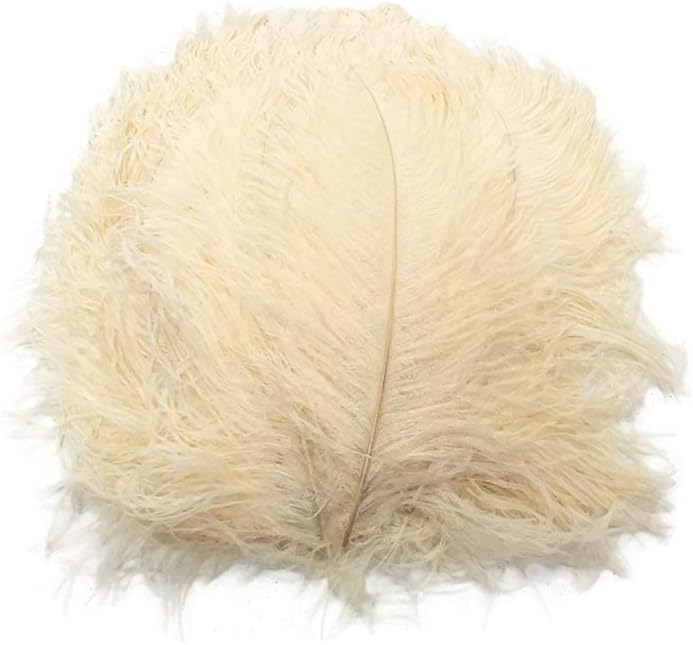 10 Pieces - 18-24" Cream Large Prime Grade Ostrich Wing Plume Centerpiece Feathers