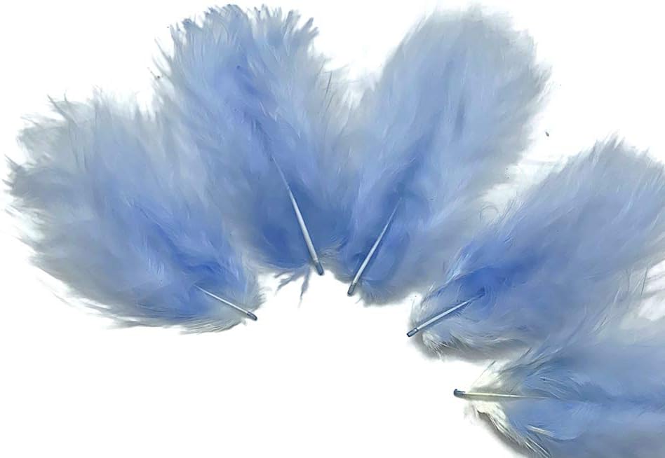 1/4 Lb - Baby Blue Turkey Marabou Short Down Fluffy Loose Wholesale Feathers (Bulk)