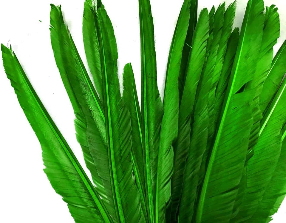 1/4 Lb. - Kelly Green Goose Pointers Long Primaries Wing Wholesale Feathers (Bulk)