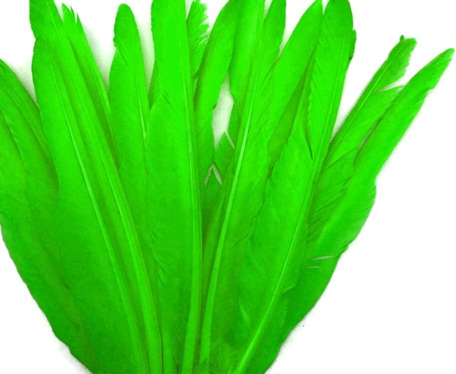 10 Pieces - Lime Green Goose Pointers Long Primaries Wing Feathers