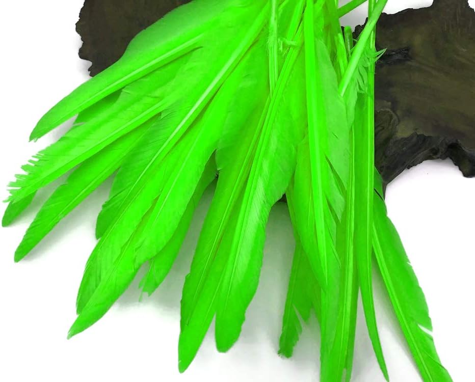 1/4 Lb. - Lime Green Goose Pointers Long Primaries Wing Wholesale Feathers (Bulk)