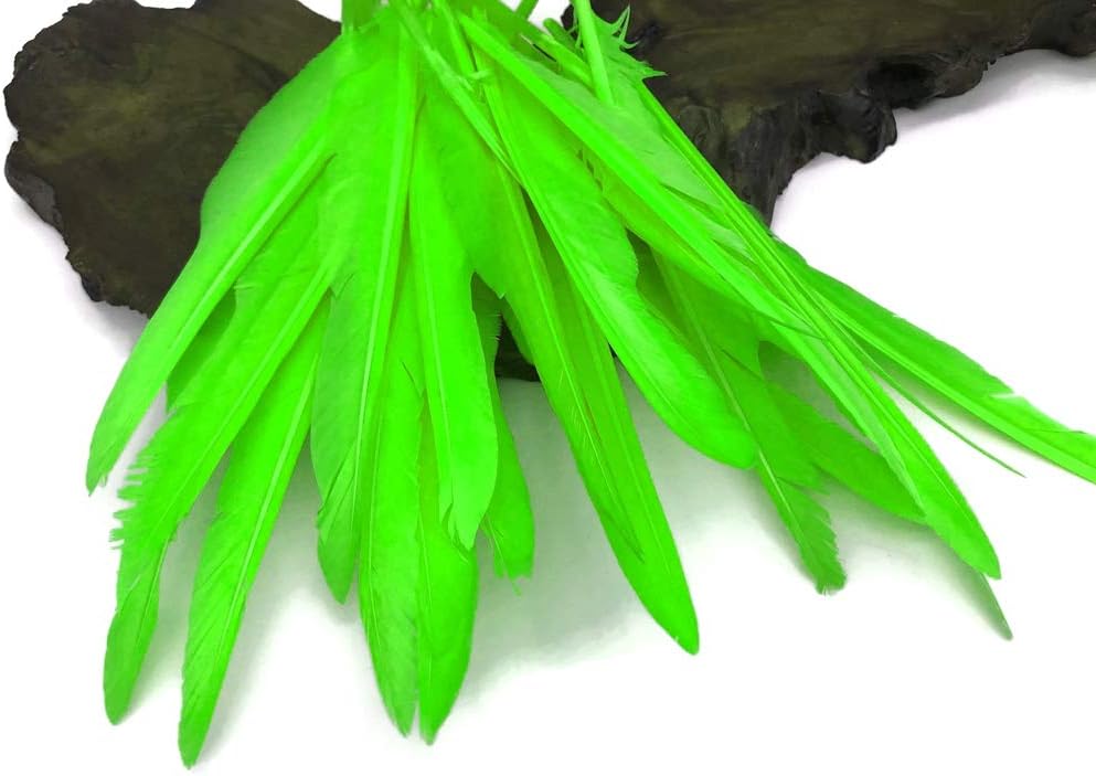 10 Pieces - Lime Green Goose Pointers Long Primaries Wing Feathers