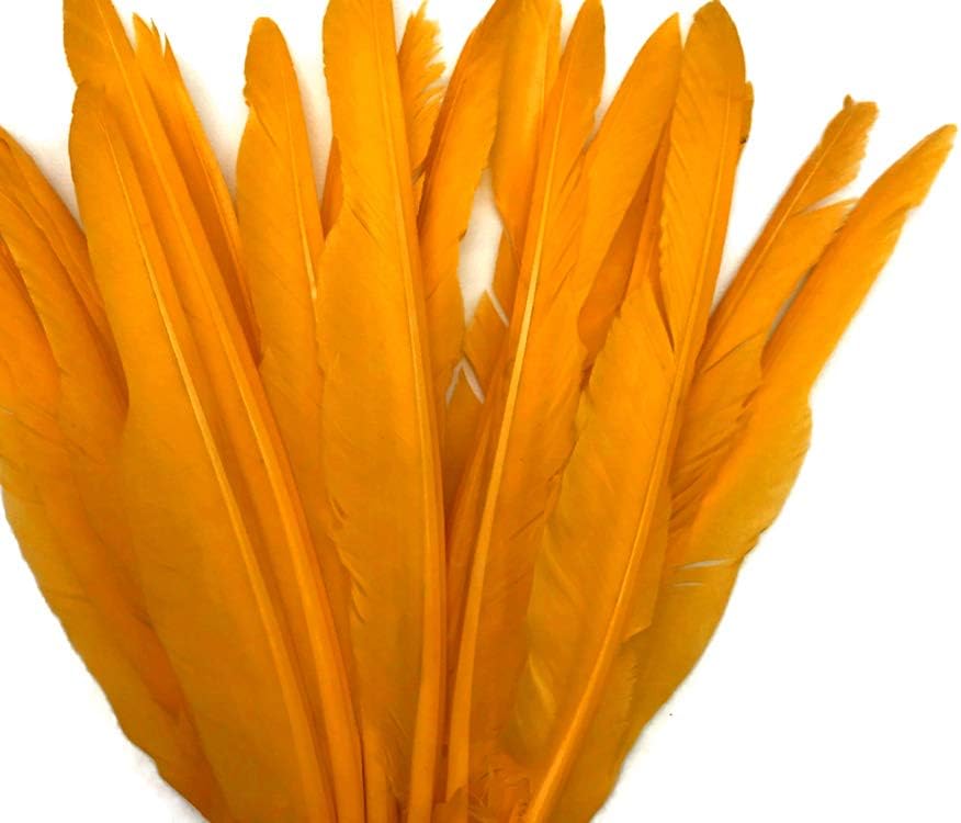1/4 Lb. - Golden Yellow Goose Pointers Long Primaries Wing Wholesale Feathers (Bulk)