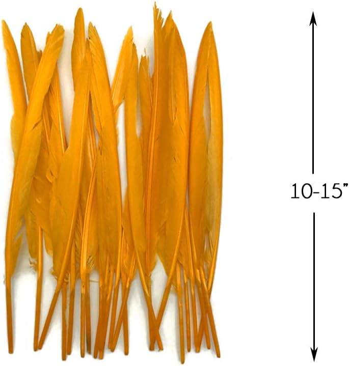 10 Pieces - Golden Yellow Goose Pointers Long Primaries Wing Feathers