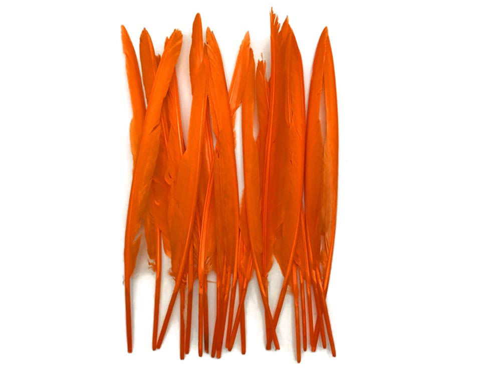 1/4 Lb. - Orange Goose Pointers Long Primaries Wing Wholesale Feathers (Bulk)