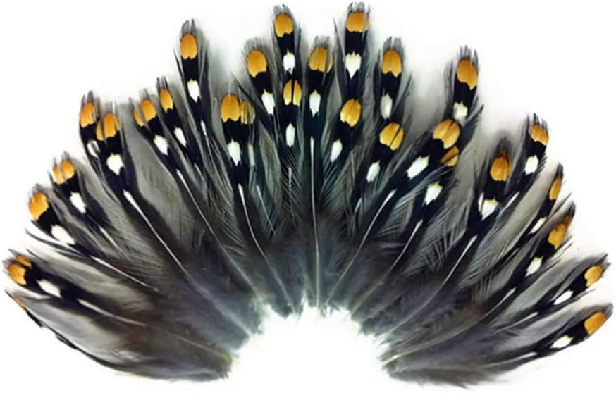 10 Pieces - Small Natural Gold Jungle Cock Eye Loose Feather