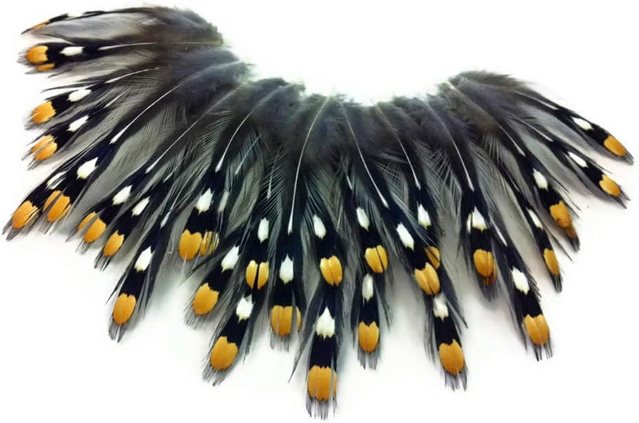 10 Pieces - Small Natural Gold Jungle Cock Eye Loose Feather