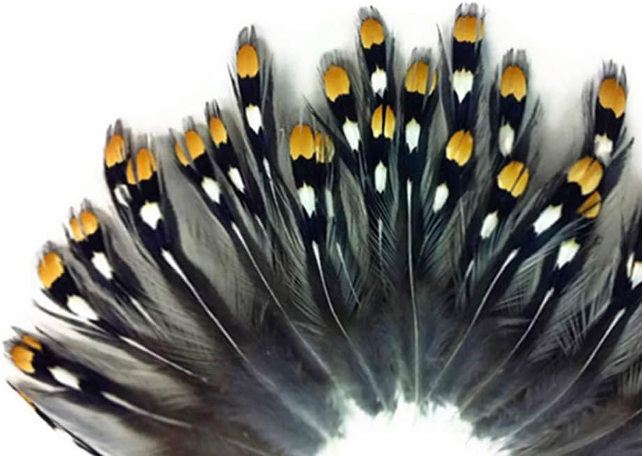 10 Pieces - Small Natural Gold Jungle Cock Eye Loose Feather