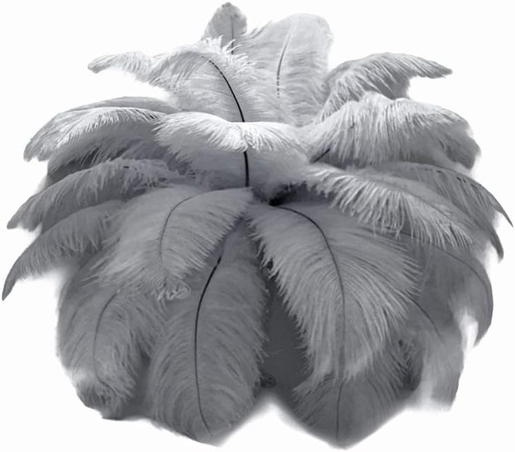 10 Pieces - 11-13" Silver Gray Bleached & Dyed Ostrich Drabs Body Feathers