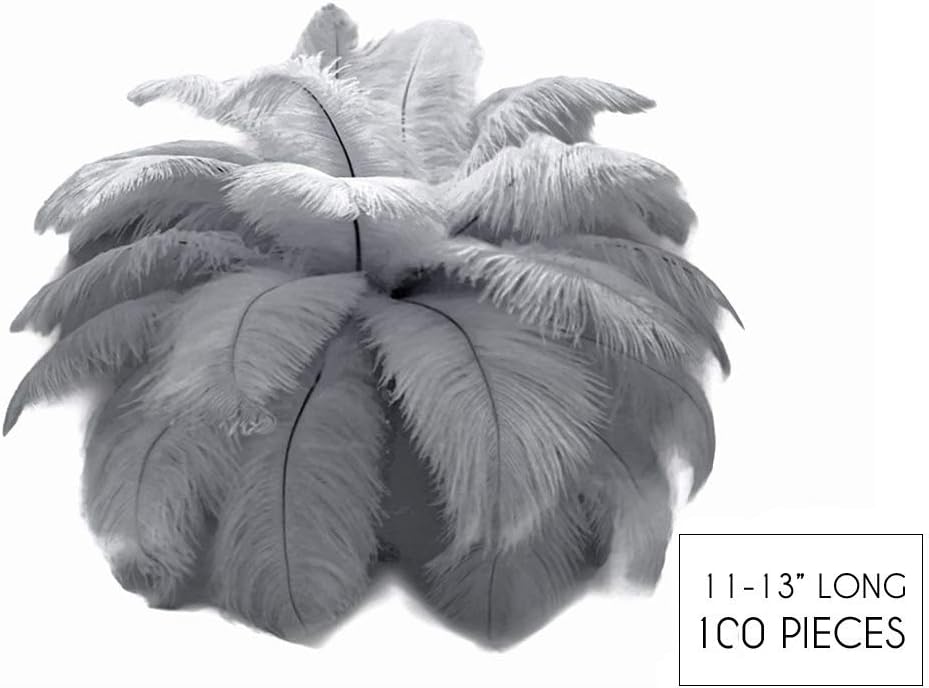 1/2 lb. - 14-17" Silver Gray Ostrich Large Body Drab Wholesale Feathers (Bulk)