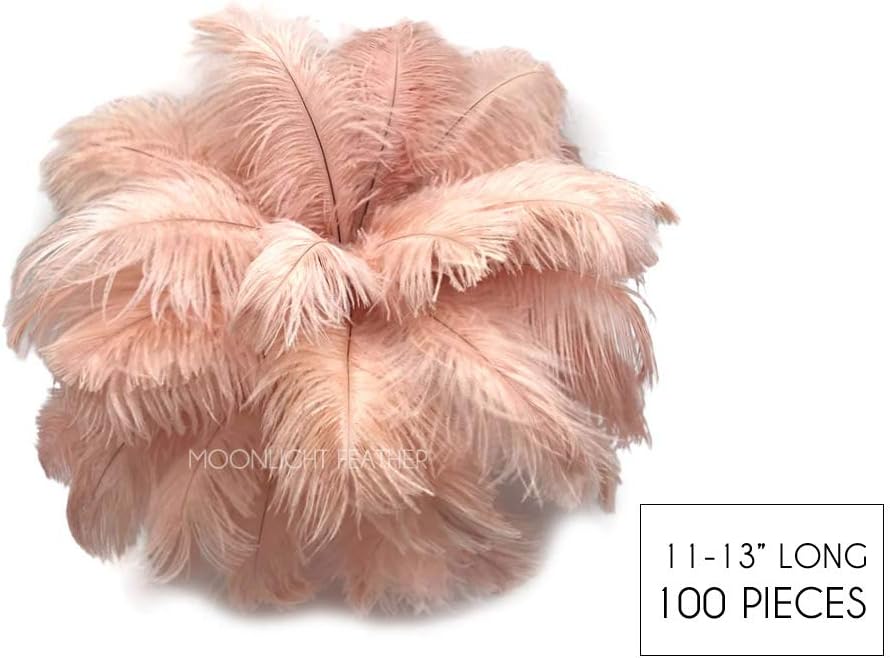 100 Pieces - 11-13" Champagne Ostrich Drabs Wholesale Body Feathers (Bulk)